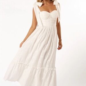 Petal & Pup NWT Women’s Embroidered Fiona Eyelet Tie Shoulder Maxi Dress XLarge
